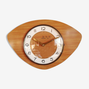 Vintage formica clock silent wall clock "Junghans mahogany"