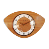 Horloge formica vintage pendule murale silencieuse "Junghans acajou"