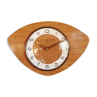Vintage formica clock silent wall clock "Junghans mahogany"