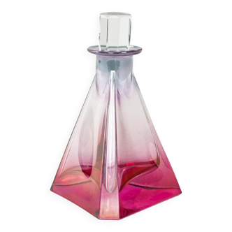 Triangular glass carafe, 1970s, manufactured in Czechoslovakia