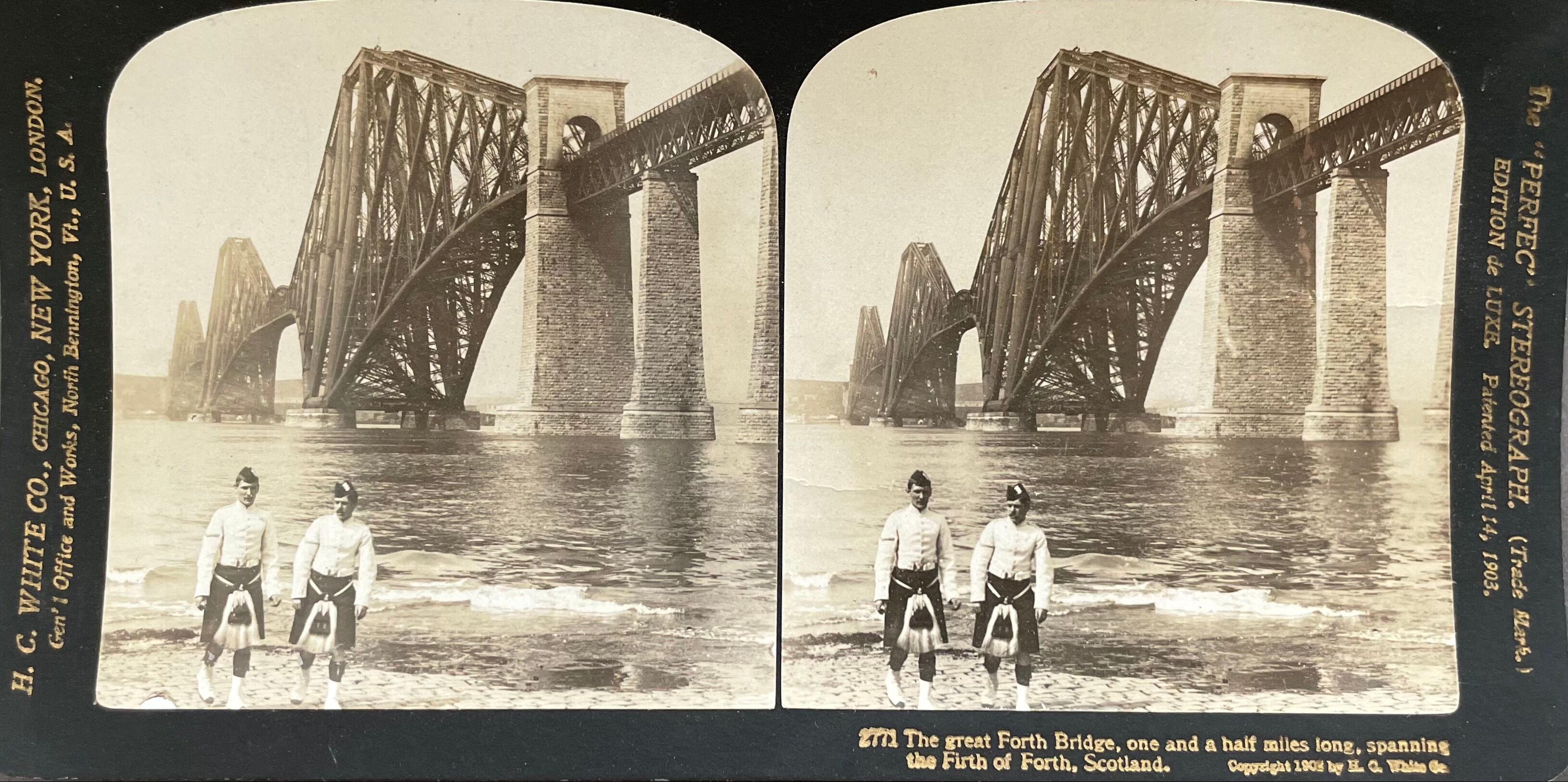 Old photography stereo, stereograph, luxury albumine 1903 Great Bridge Scotland