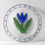 Assiette en verre Kosta Boda : Vintage Blue Tulip Design par Ulrica Hydman Vallien
