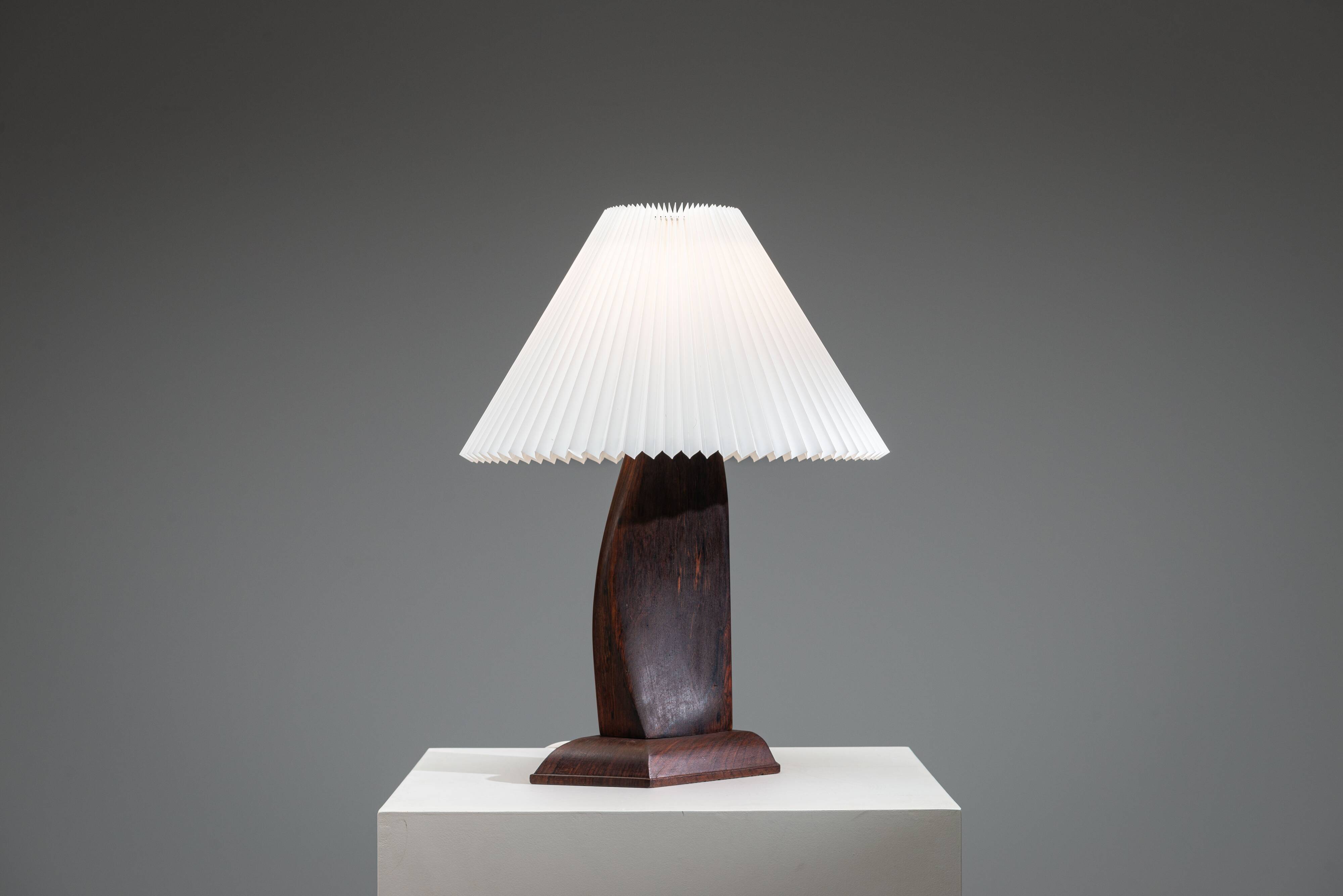 Large mid-century solid rosewood table lamp