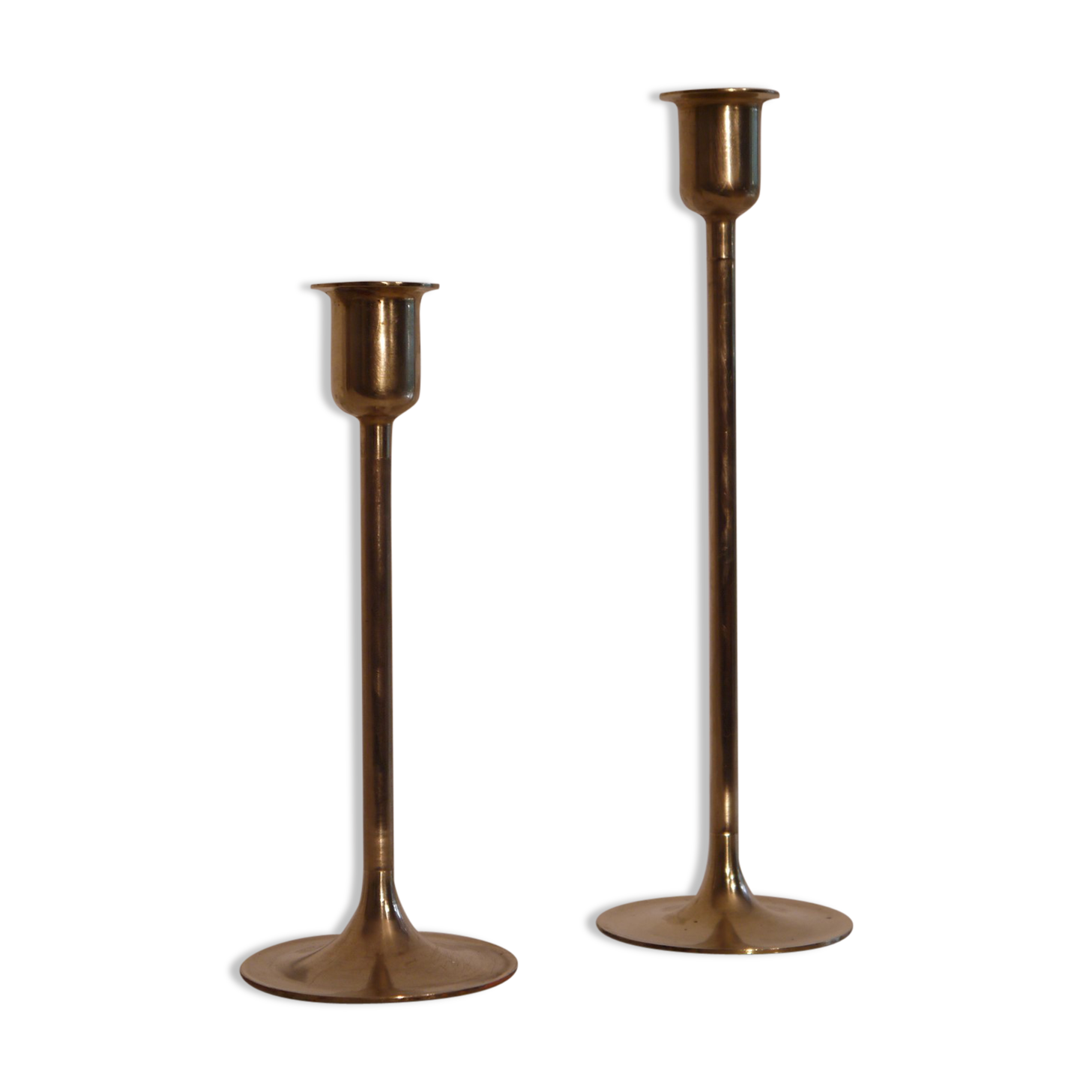 Scandinavian candlesticks pair brass 1960