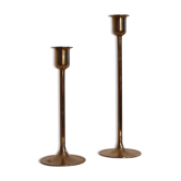 Paire de bougeoirs scandinave en laiton 1960