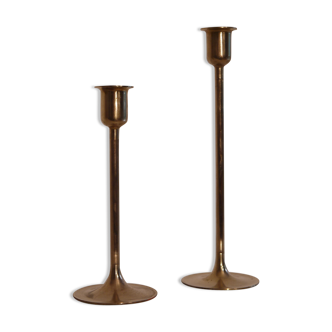 Scandinavian candlesticks pair brass 1960