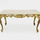 Coffee table with brass structure and marble top. 60s