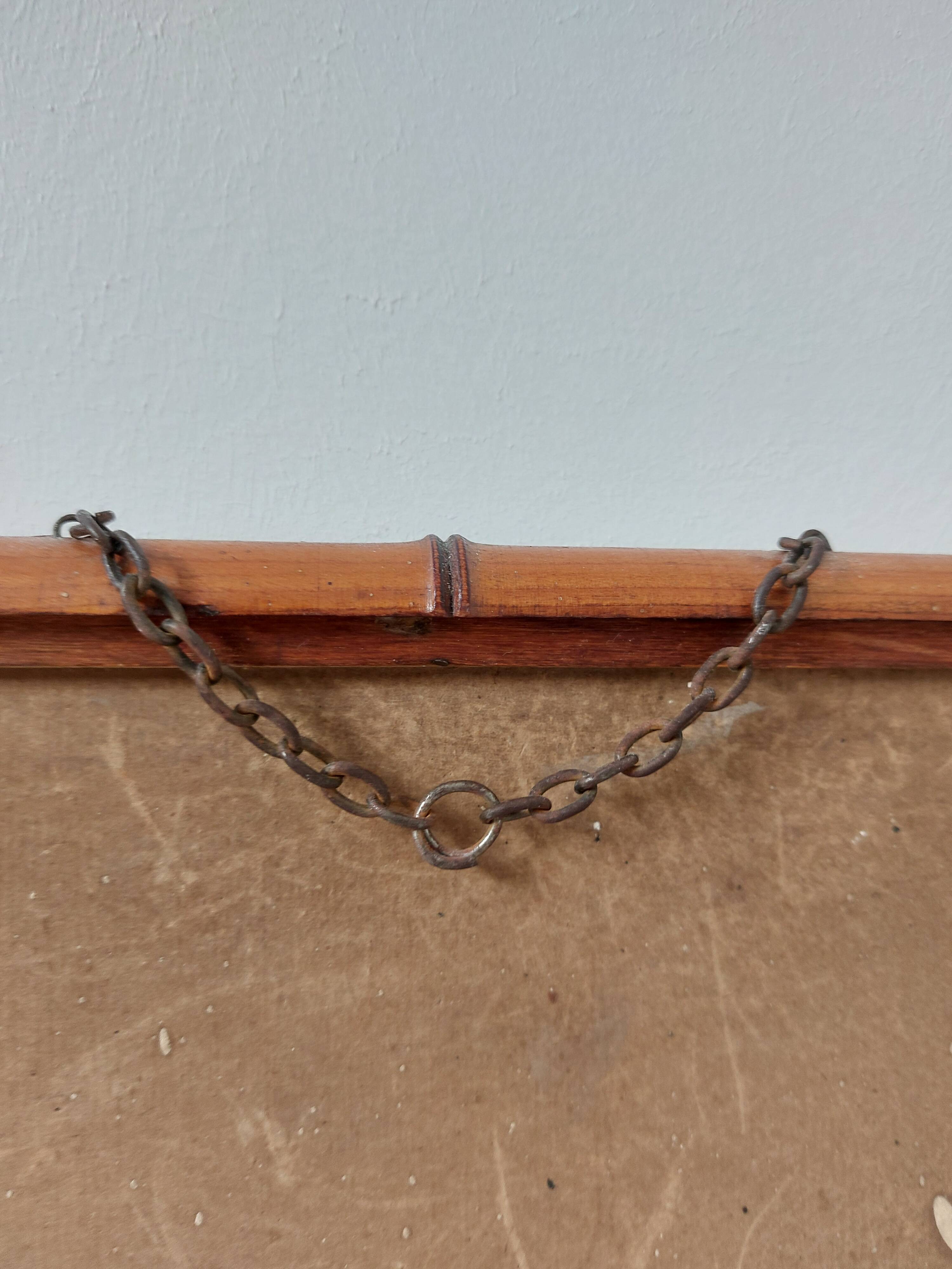 bamboo mirror, vintage, 41 by 48cm