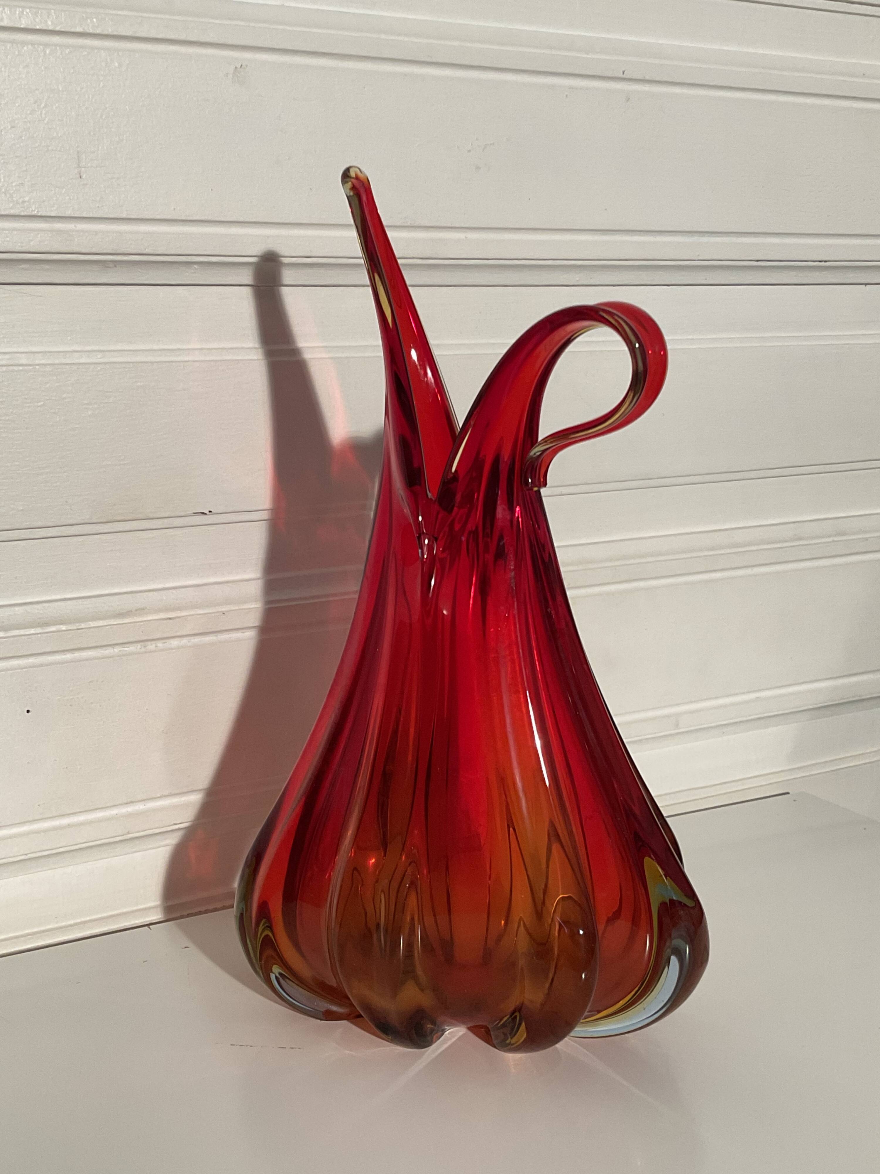 Large 1960 Murano Glass Vase/Pitcher from Barovier & Toso Italy
