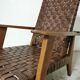 Fauteuil reconstruction en chêne et cuir, 1950