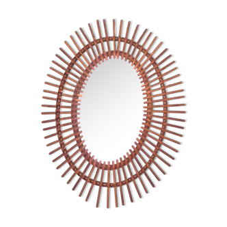 Miroir soleil en rotin 49x61cm