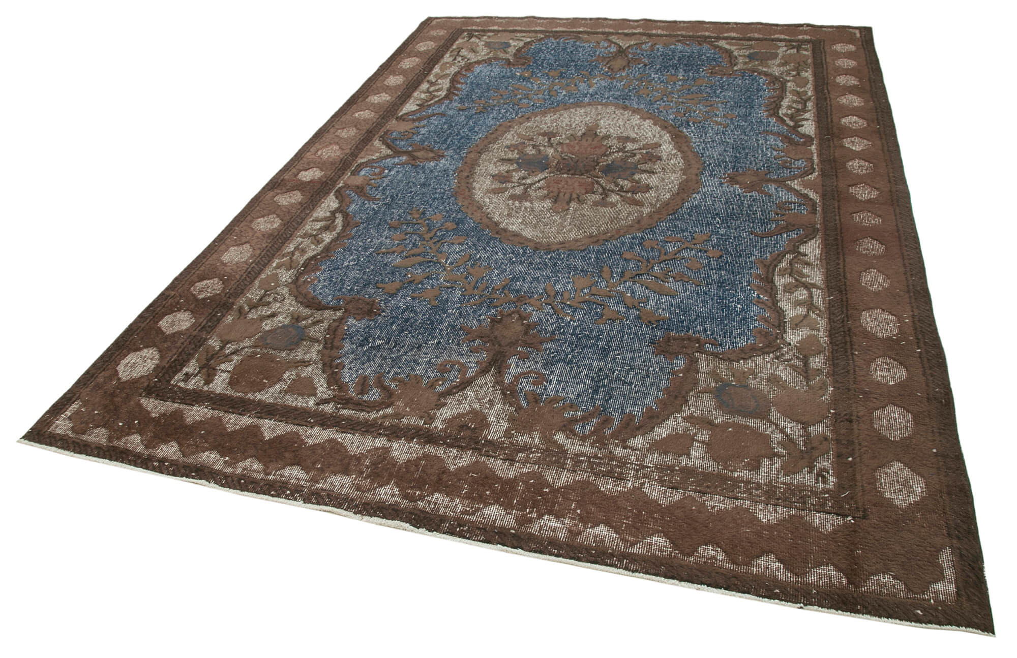 Handmade Distressed Oriental 1980s 210 cm x 306 cm Brown Carpet