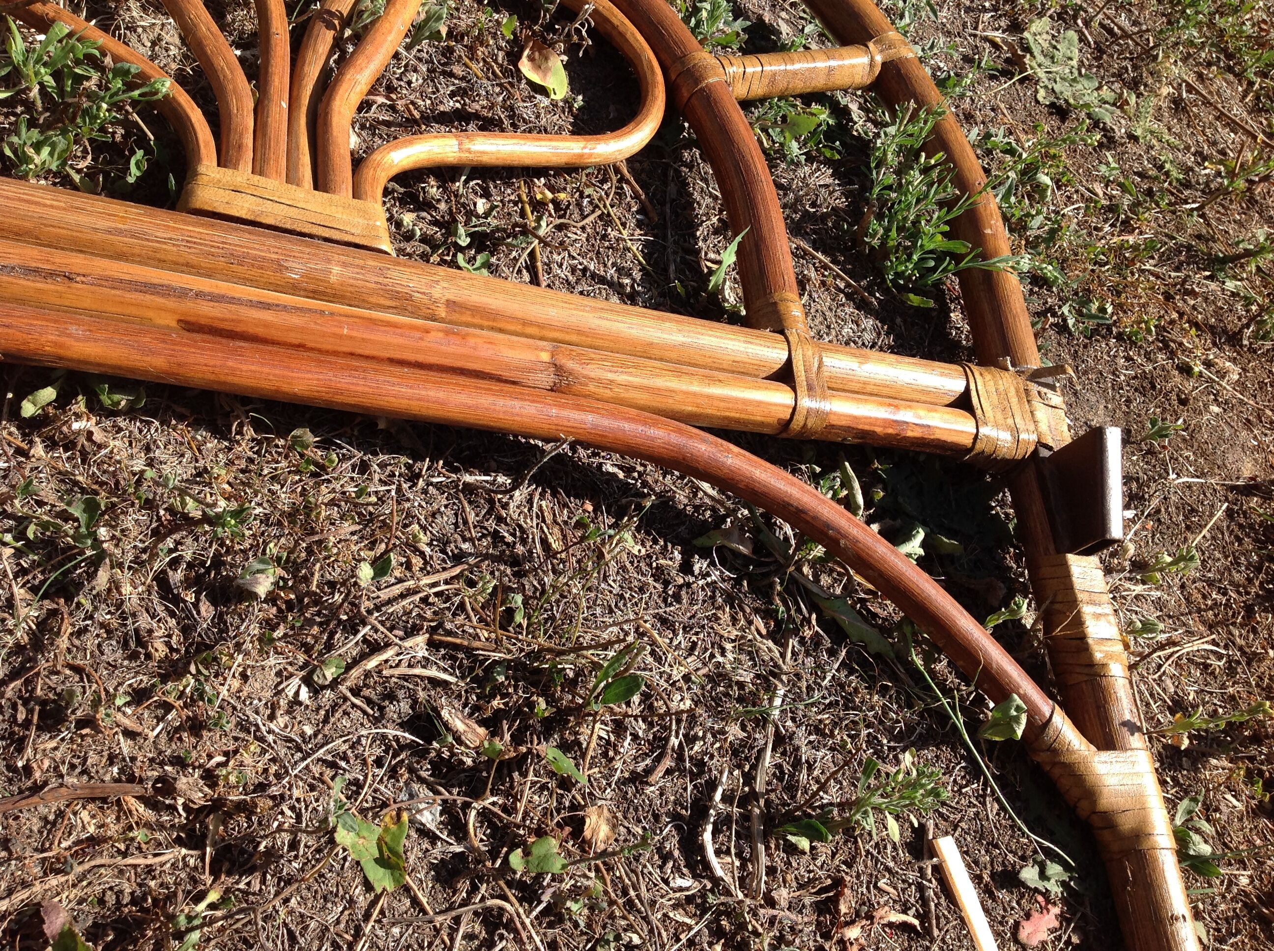 Rattan and bamboo bedhead