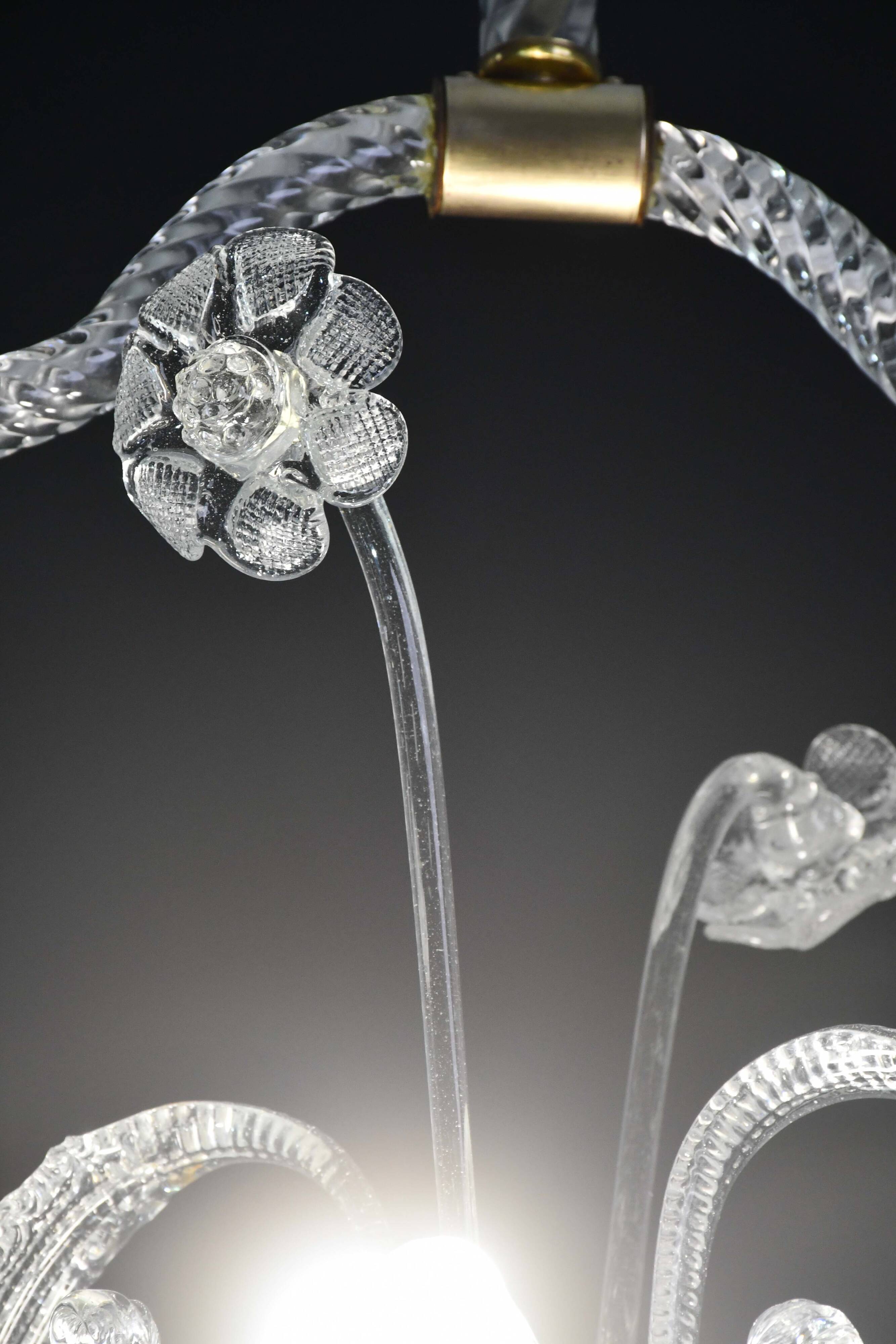 Art Deco transparent Barovier e Toso light with flowers, 1940s
