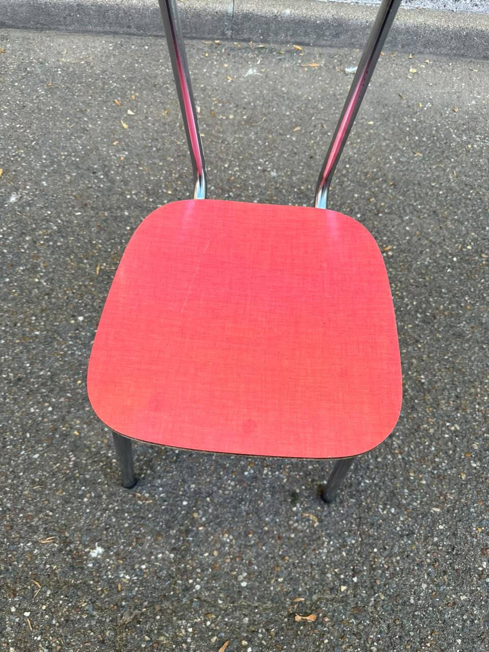 Vintage red Formica & chrome chair — 50s/60s Pop Chic style