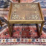 Set of 3 teak nesting tables from the 1970s, tiled top