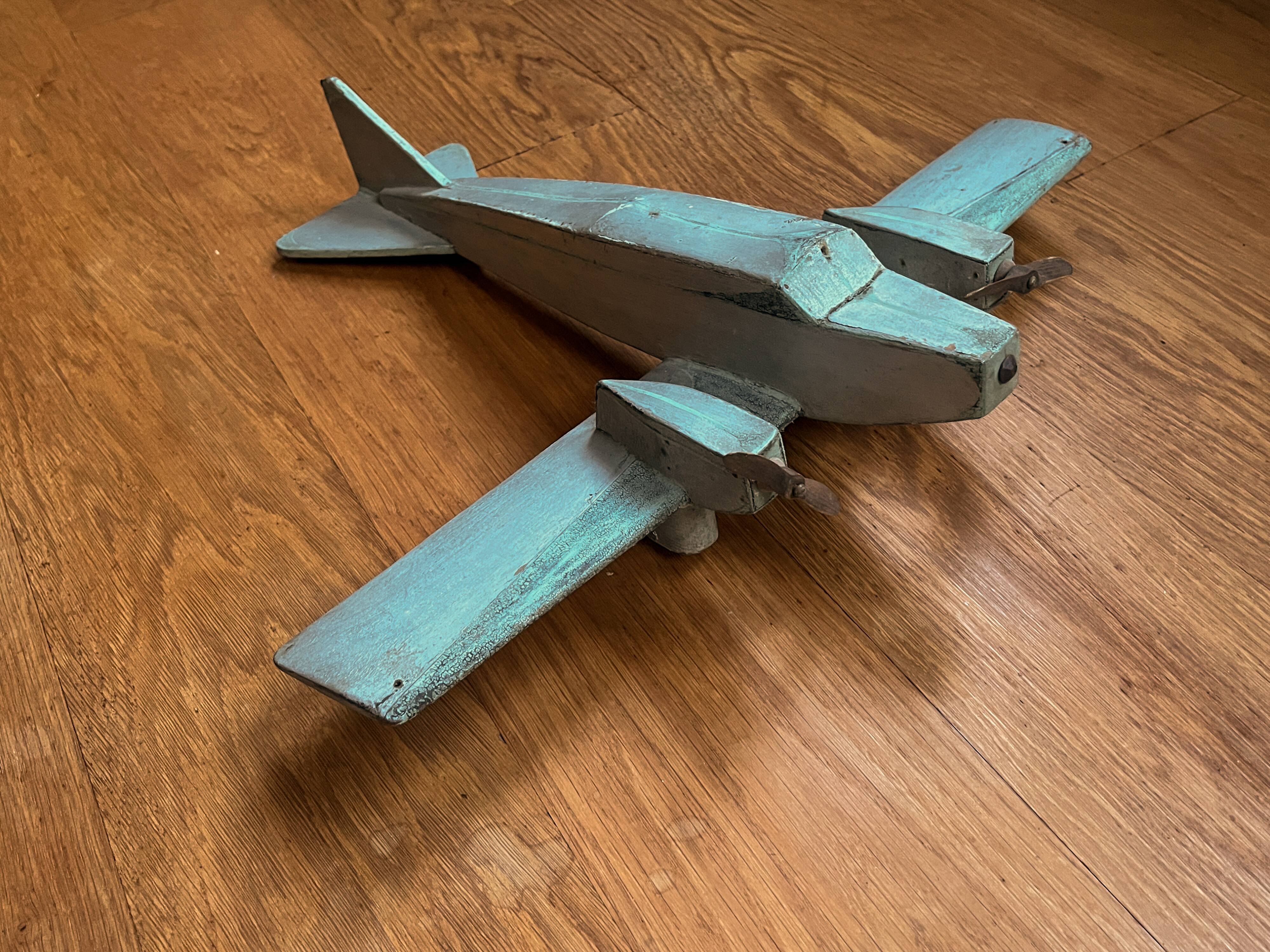 Wooden airplane, 1940s, antique toy