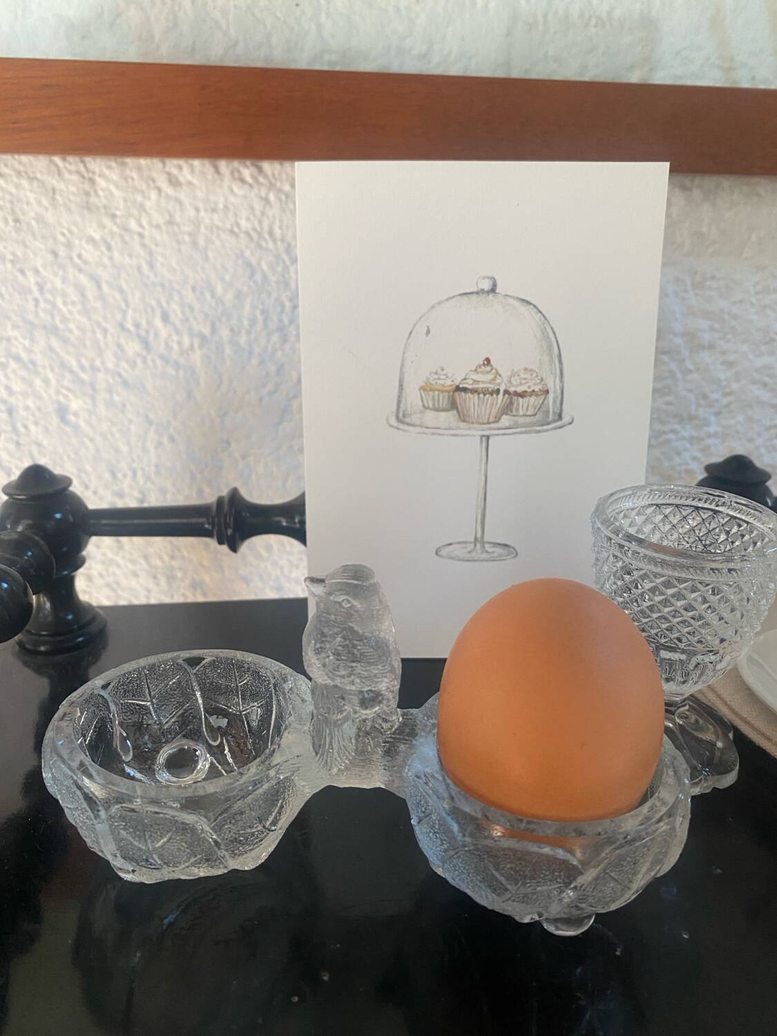 Antique pressed molded glass egg cup