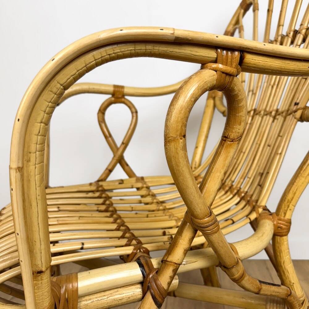 60s adult bamboo and rattan armchair