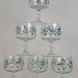 6 verres à eau Vintage Arcopal Myosotis Veronica