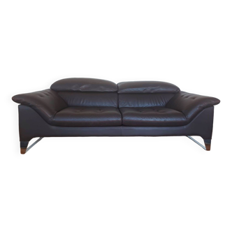 Roche Bobois brown leather sofa