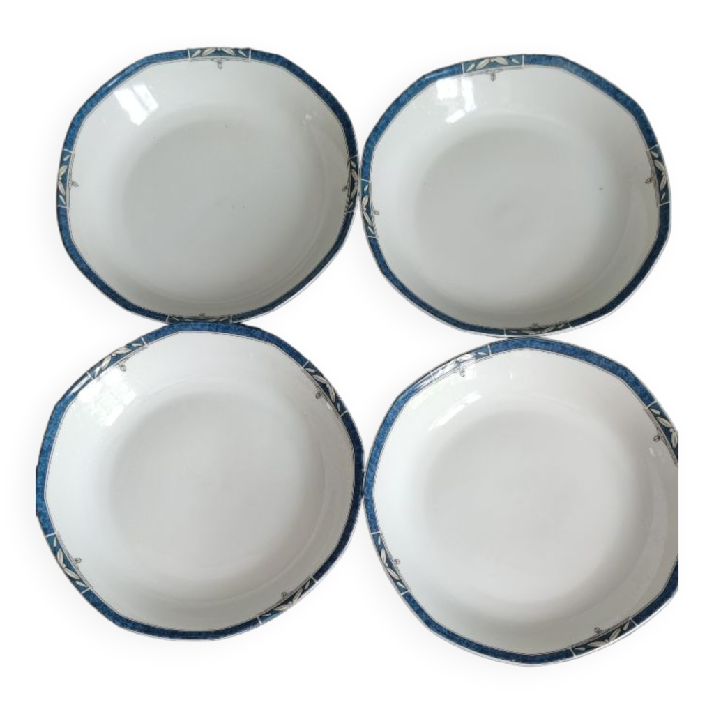 Assiette Plate En Grès H&H Atlas – Décor Bleu Et Blanc – 28 Cm – Neuf