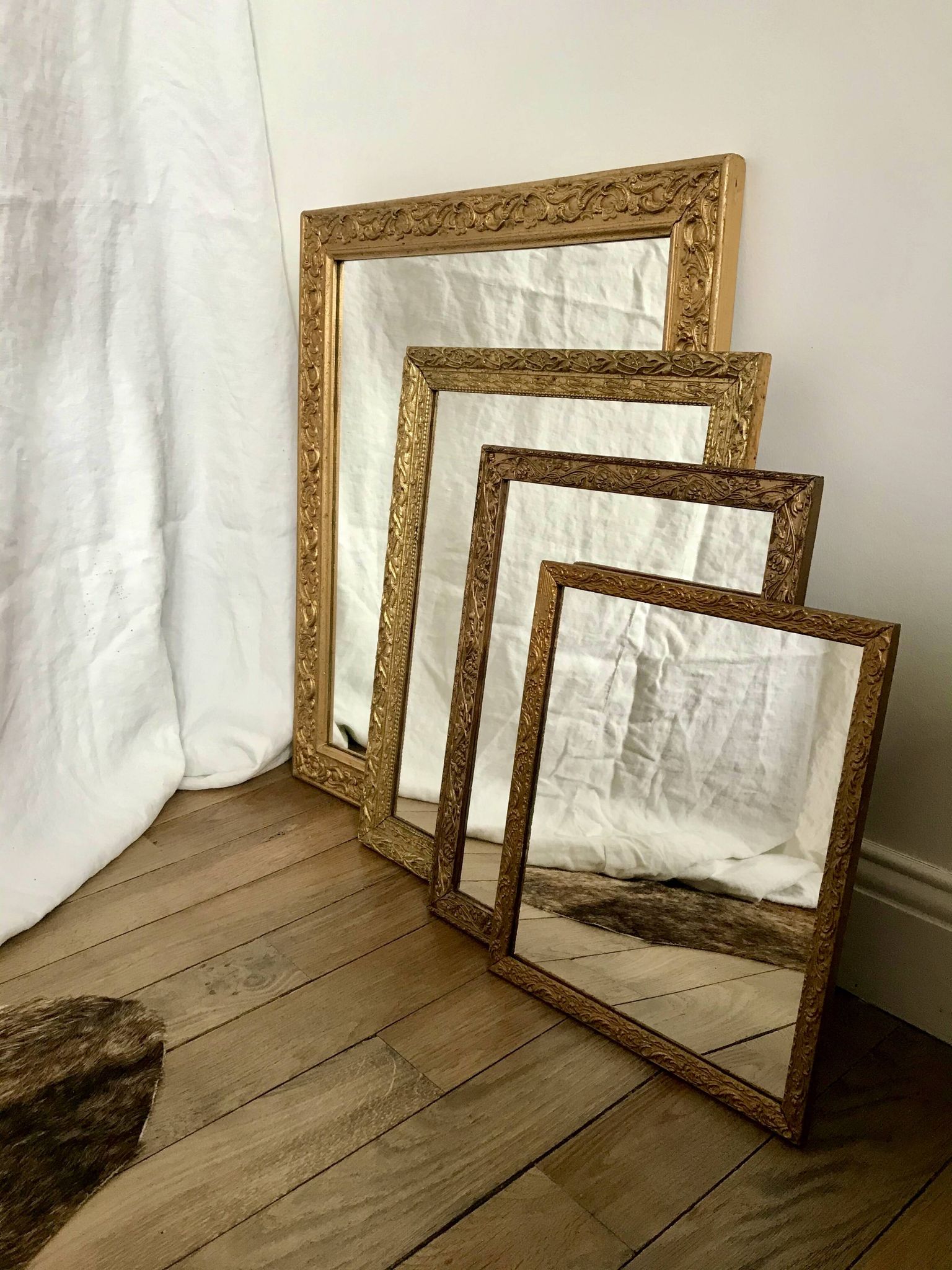 set of 4 mirrors in wood and gilded stucco early 20th century