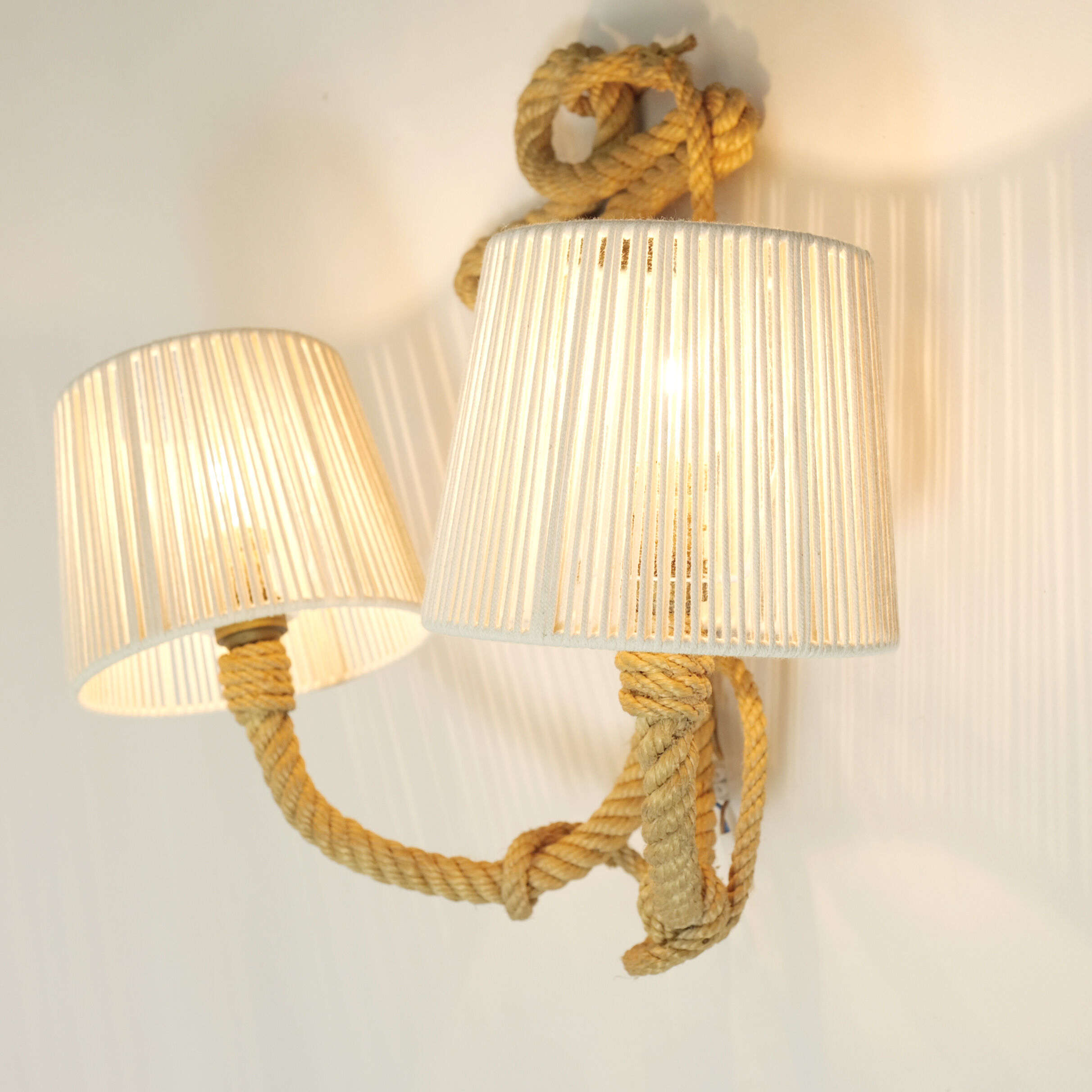 Wall lamp with two braided rope lights, 1950-1960.