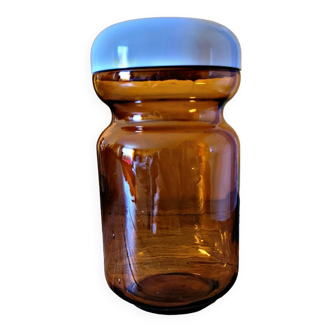 Bocal ancien en verre ambré/ marron des Chicorée Leroux