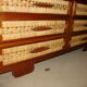 Mahogany and straw chest of drawers, circa 1950, Mexican made