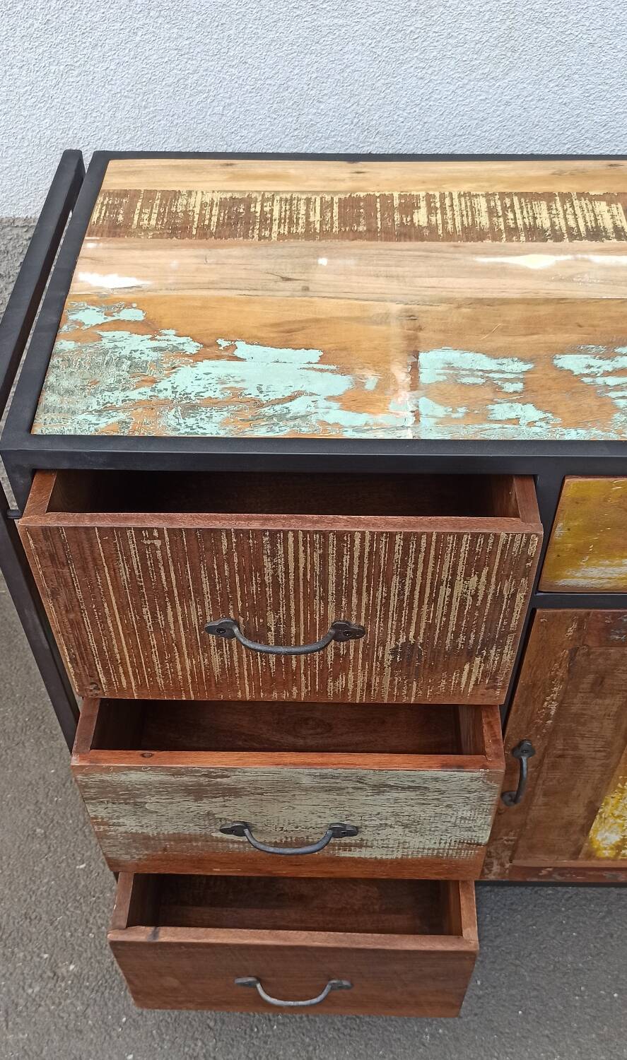 Colorful wooden sideboard