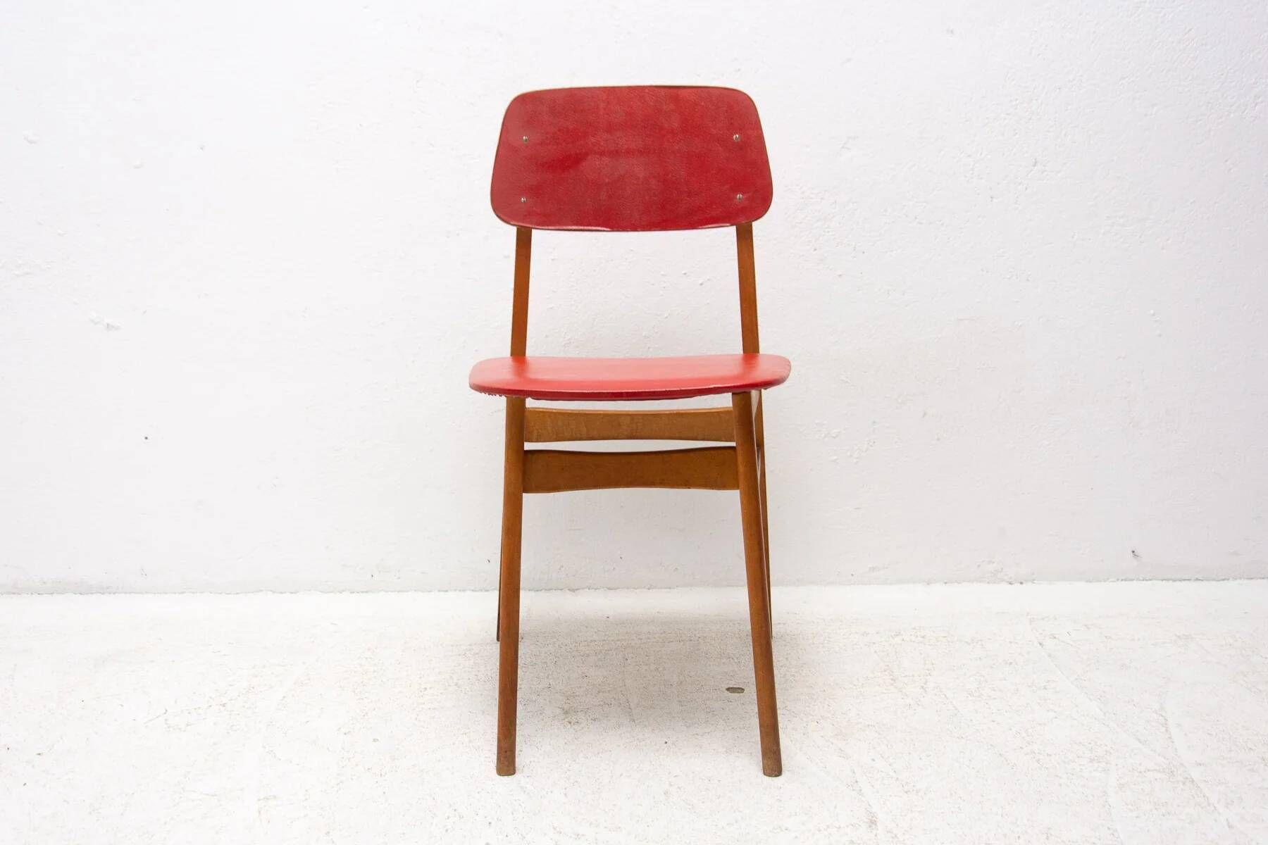 Mid-century colour chair, vintage wooden accent seating, 1960s