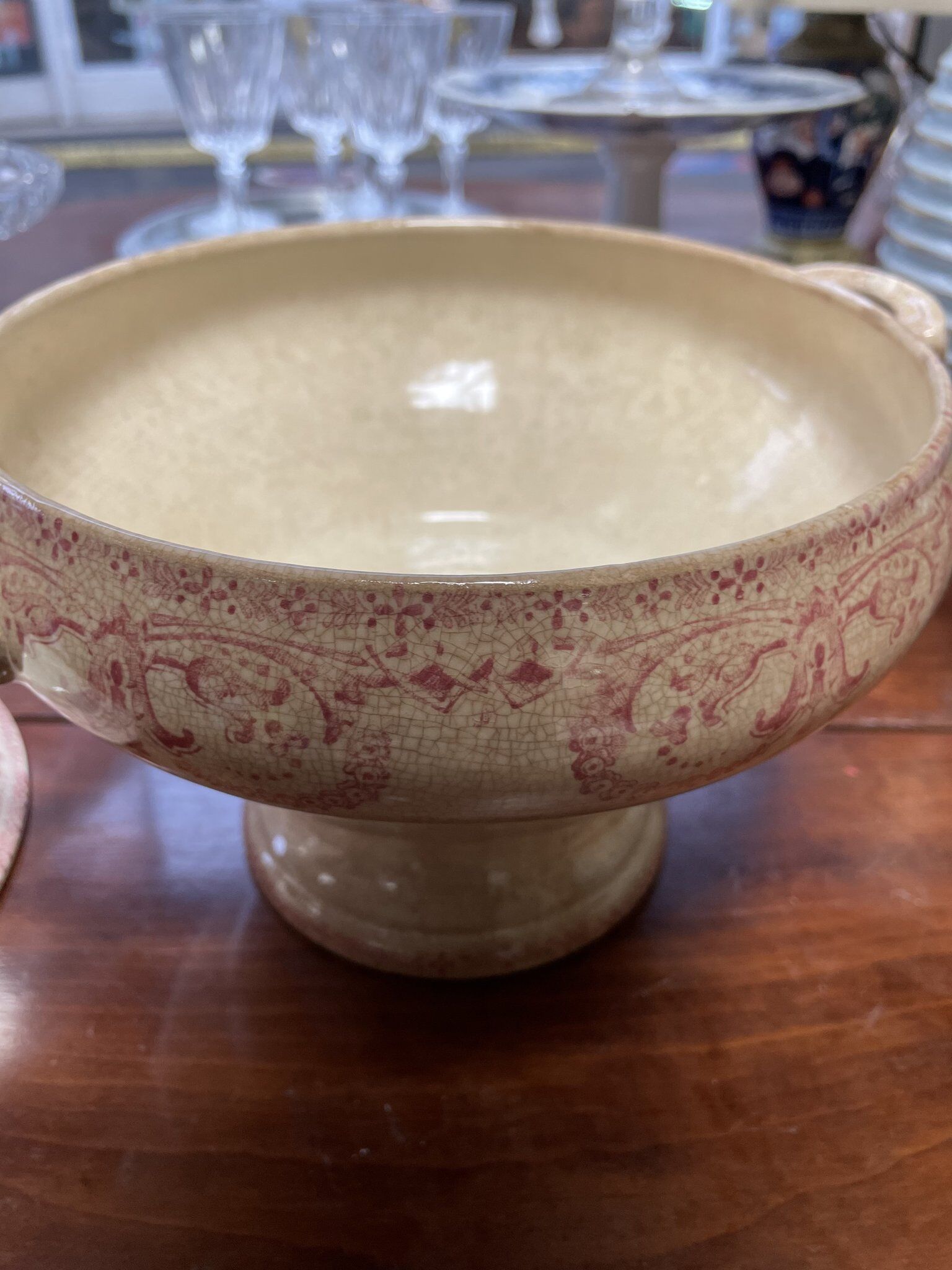 Soupière in earthenware iron earth Sarreguemines service Edge 1900