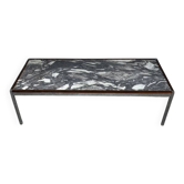 XL Midcentury modern coffee table in metal, rosewood and Arabescato marble, Italy, 1970.