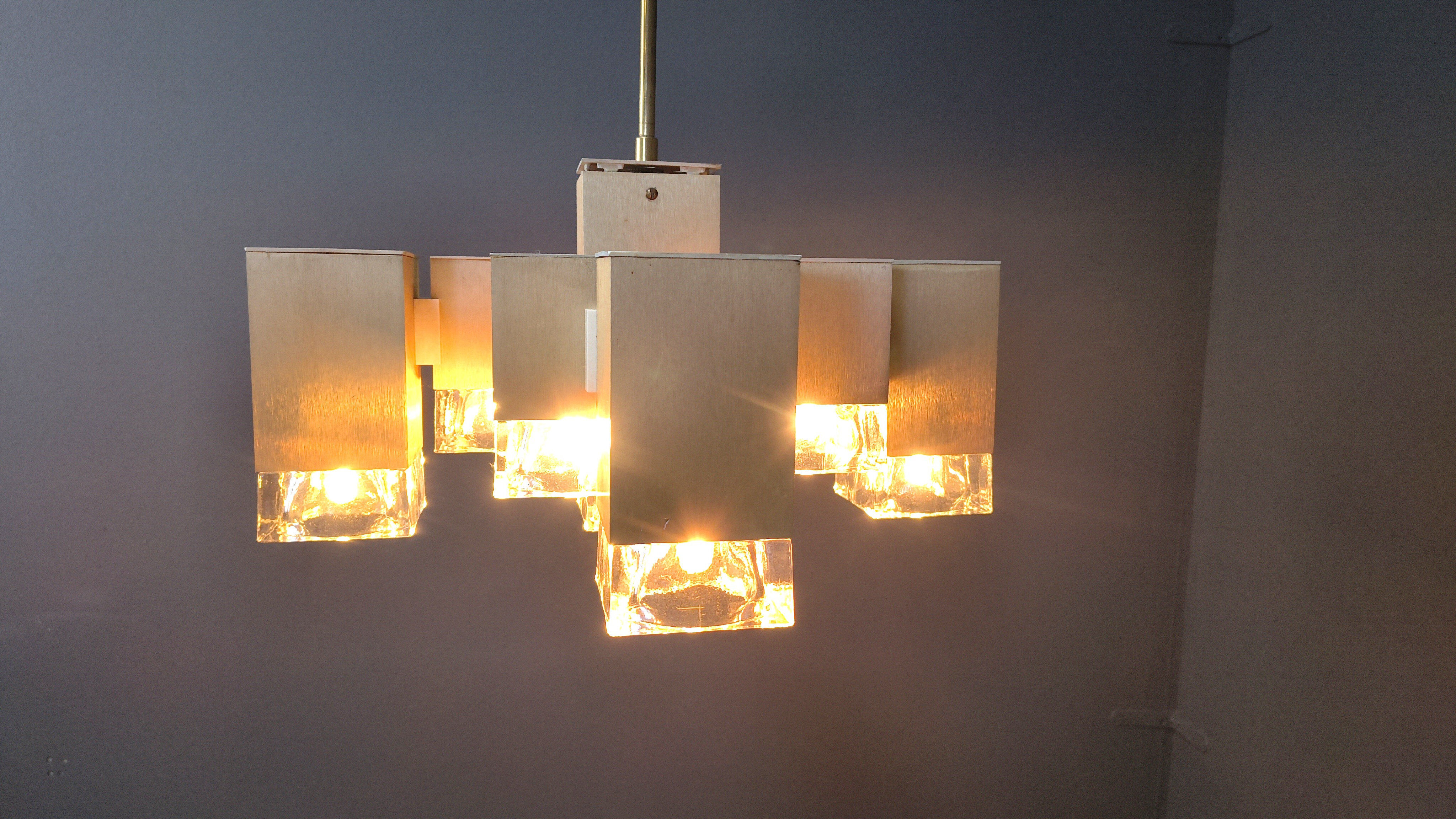 Vintage cubic chandelier by Gaetano Sciolari, 1970s