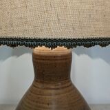 XL gourd lamp in ceramic and jute fabric, France circa 1960.