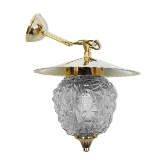 Lantern suspension, glass and gold collar