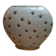 Small vintage soliflore vase in white enamelled brass with golden stars.
