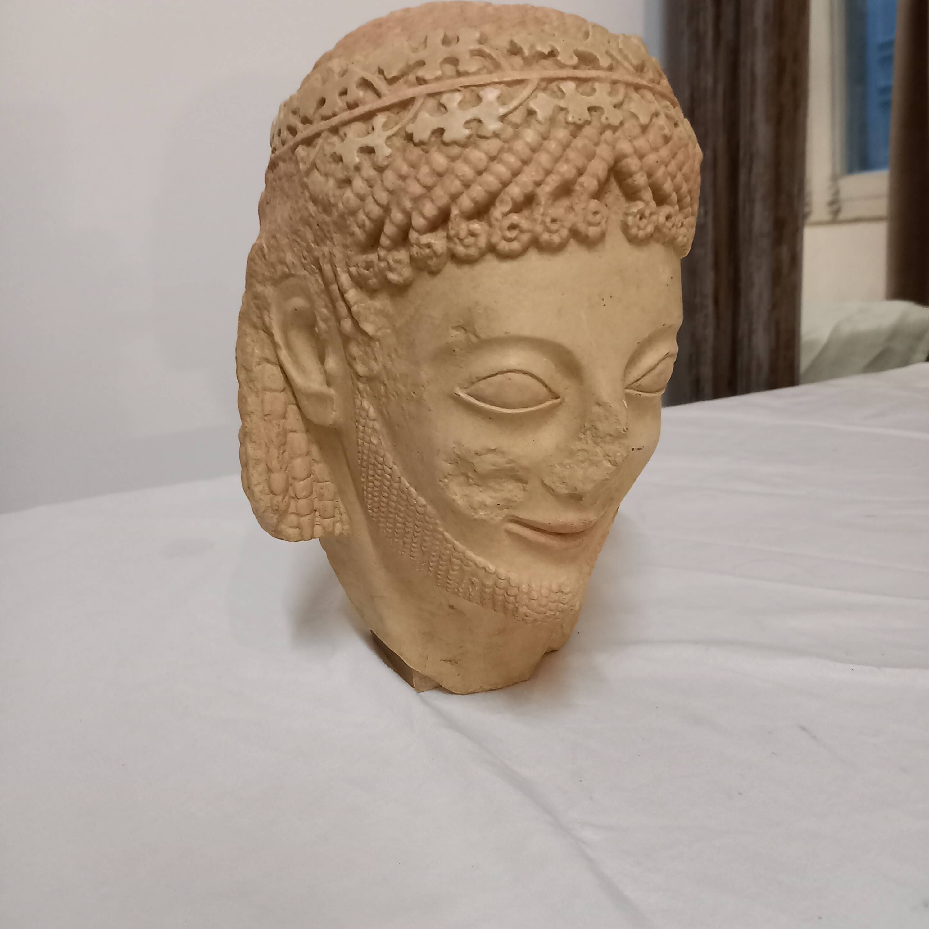 Tête du Cavalier Rampin, sculpture grecque archaïque, moulage du musée ...