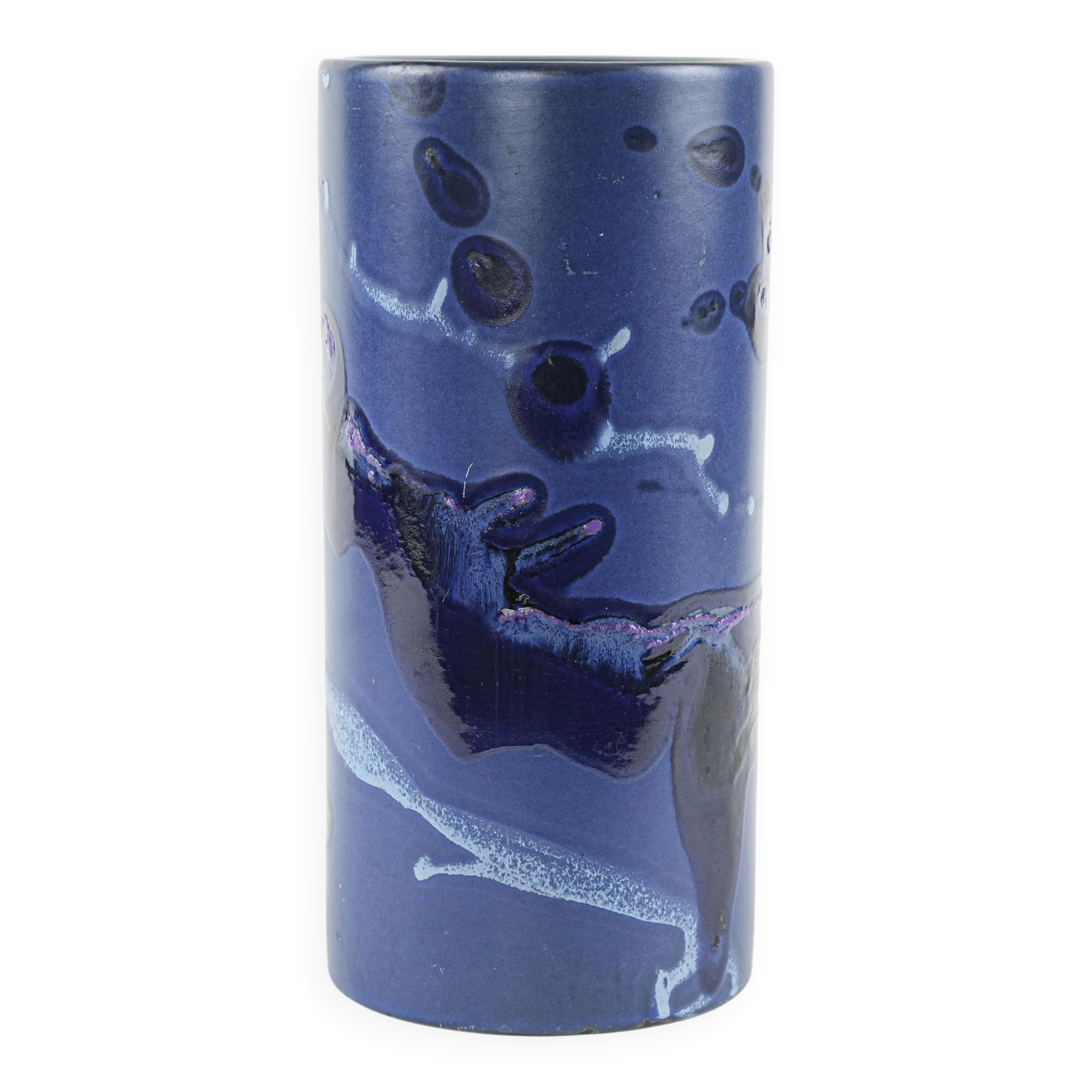 Cylindrical vase, Danish design, 1970s, manufactured by Knabstrup