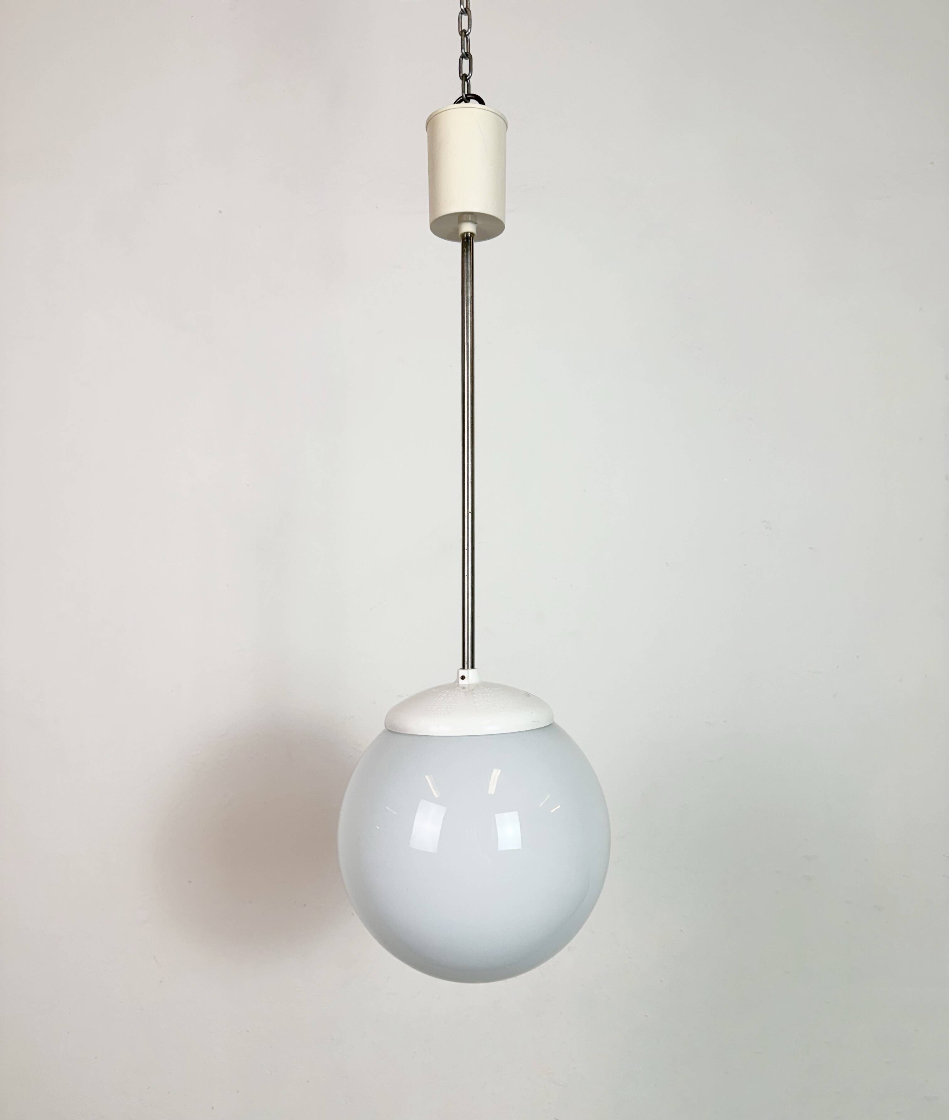 Vintage Chandelier with Milk Glass from Elektrosvit, 1960s