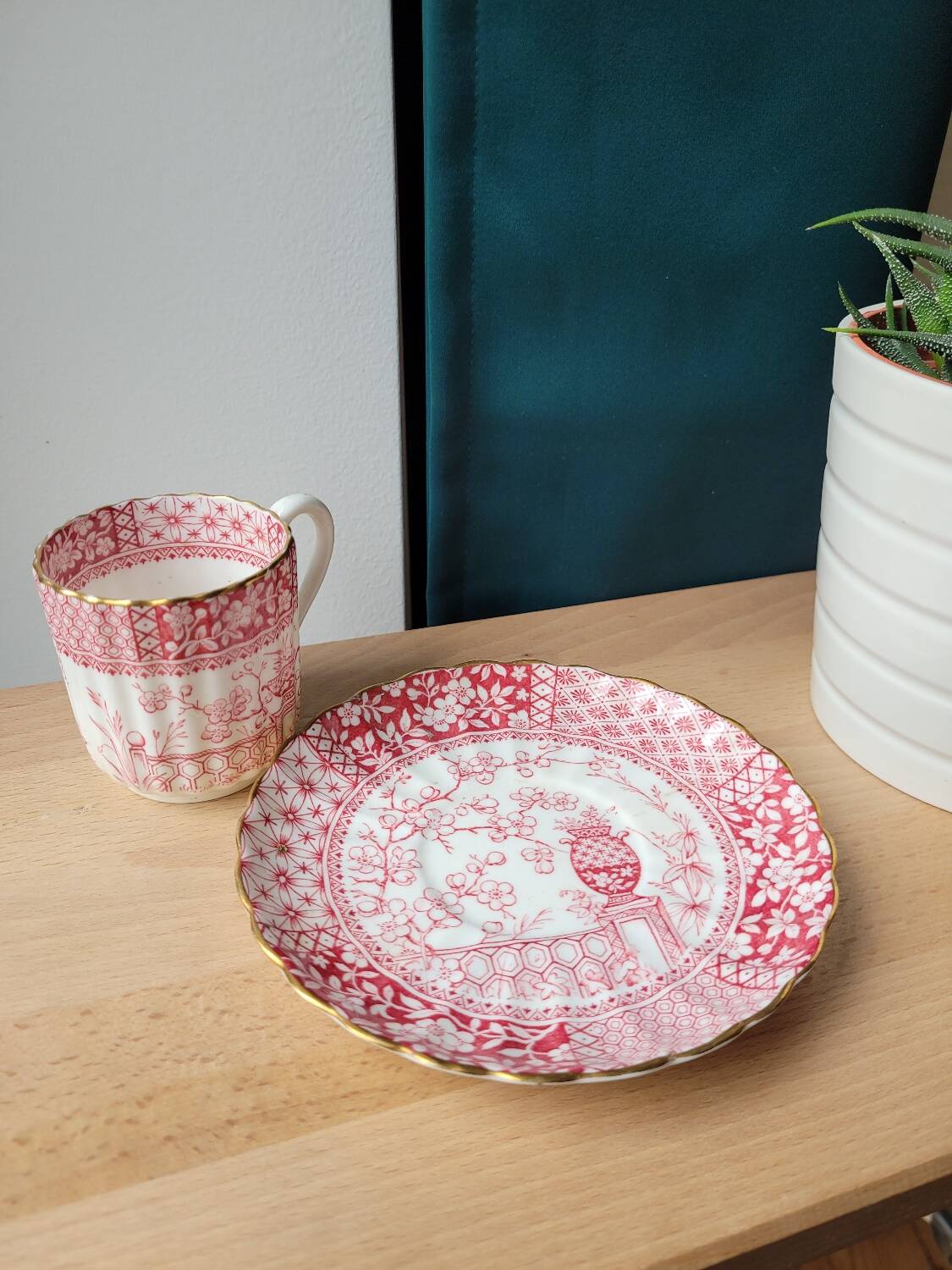 Fine porcelain coffee cup and saucer