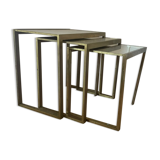 3 nesting tables art deco gilded Jacques Adnet