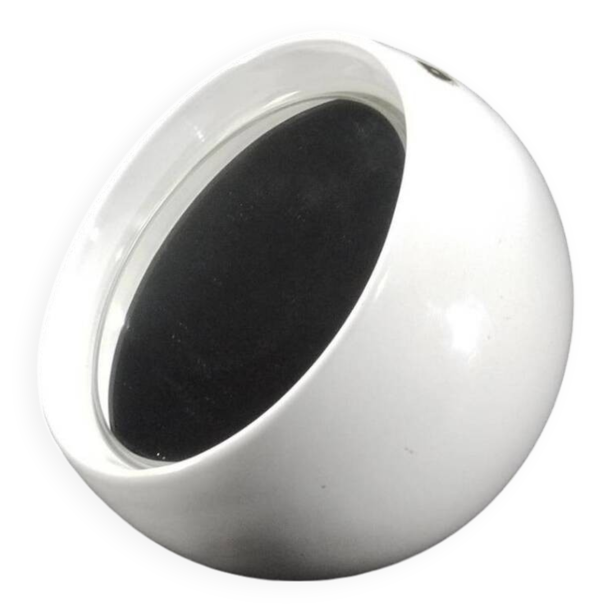White Ceramic Table Mirror Weighted in a Space Age Ball Shape