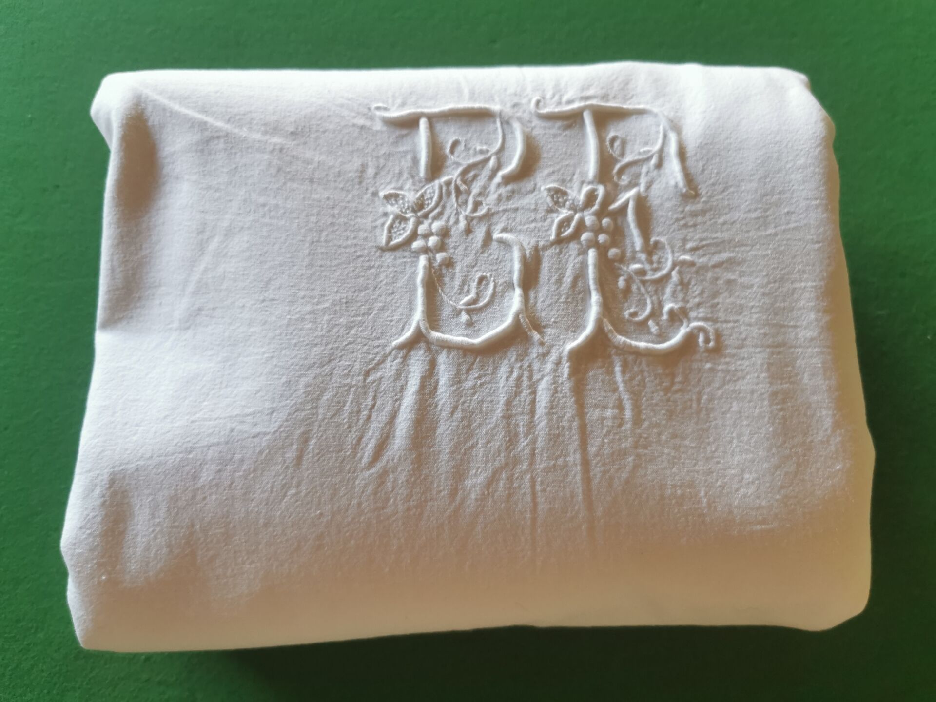 Antique monogrammed fabric