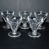 Set of 5 talleyrand liqueur glasses in baccarat crystal 6cm flat ribs harcourt