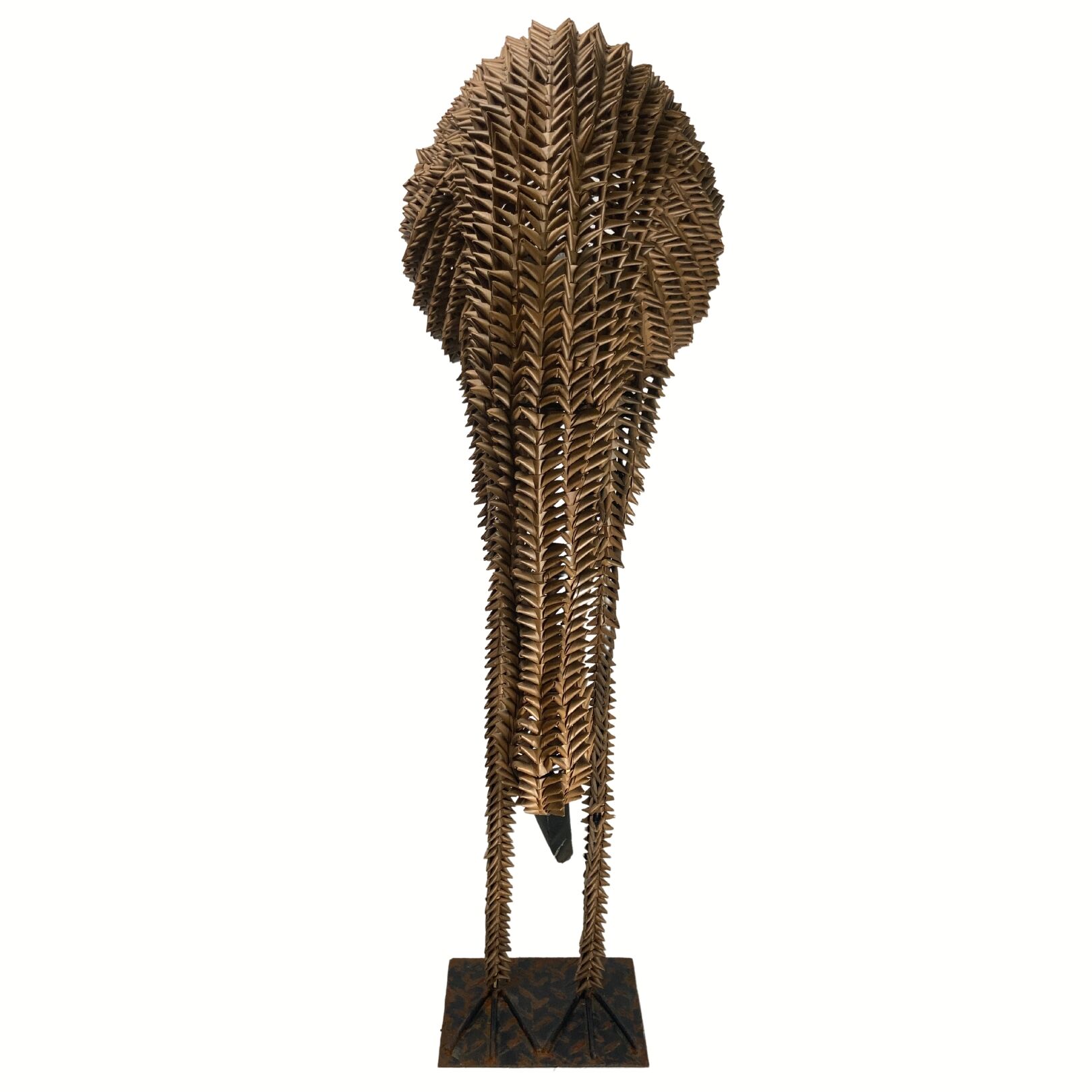 1960s bamboo rattan wicker crane flamingo bird lamp, USA