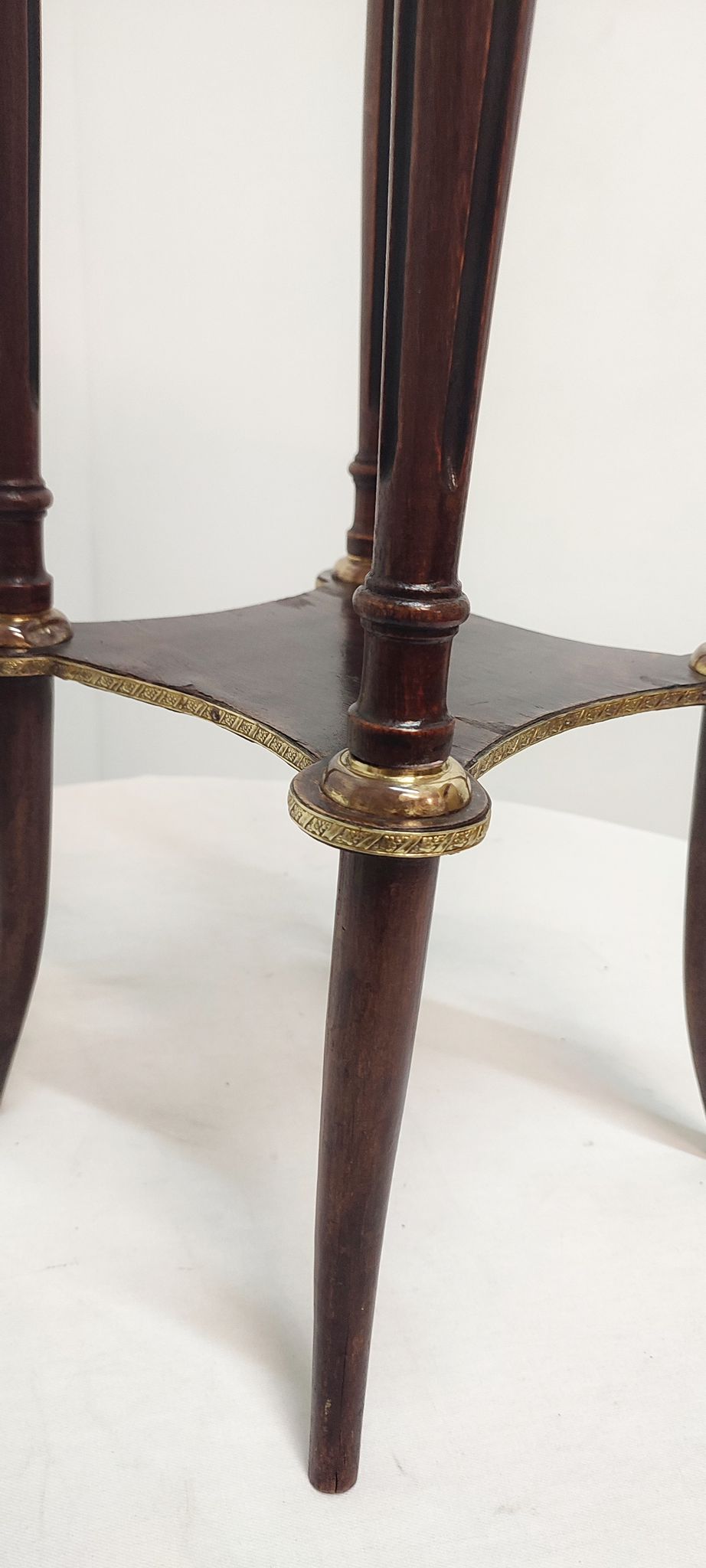 Auxiliary table made of wood, marble and brass, France 1950