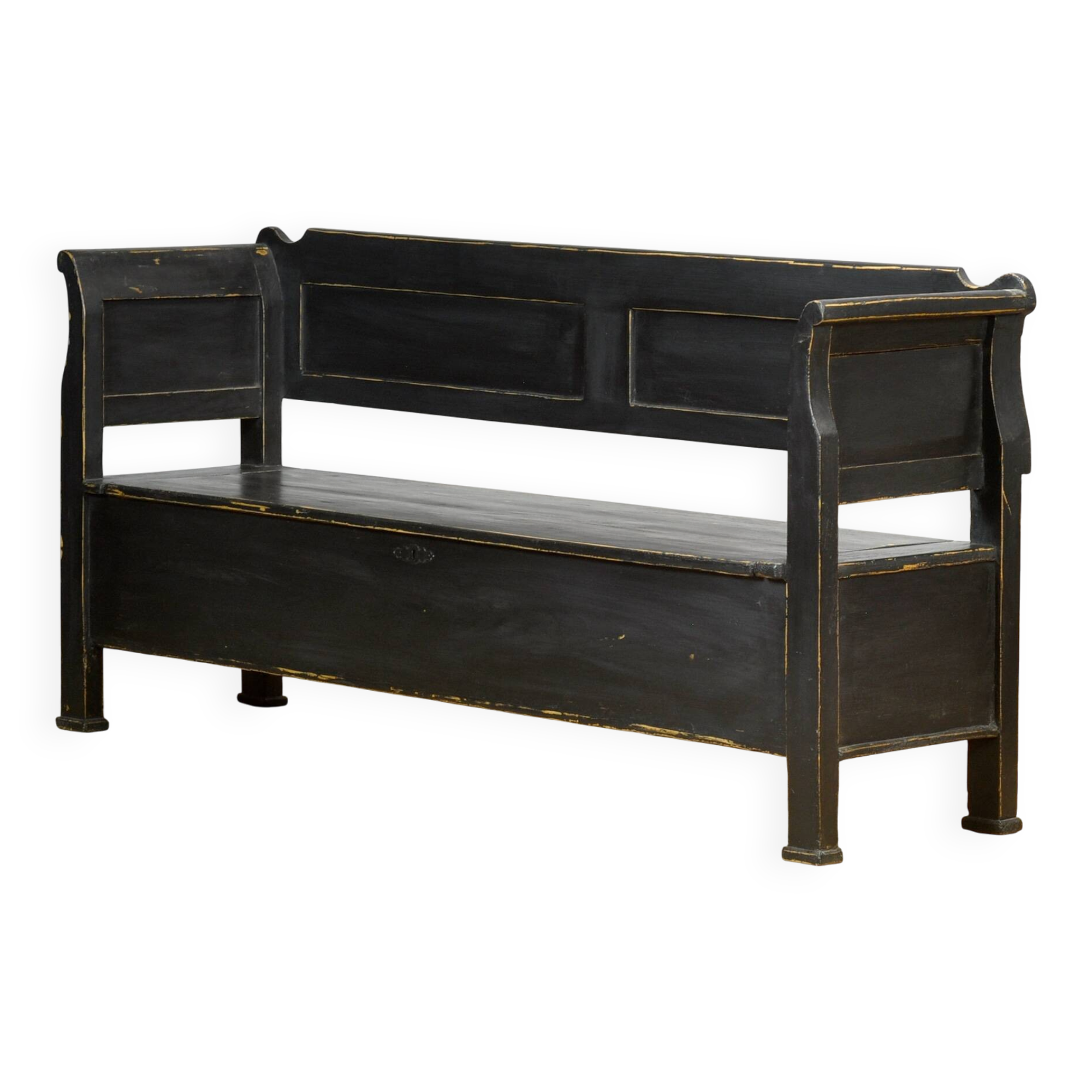 Antique pine drop-top bench, 1900s