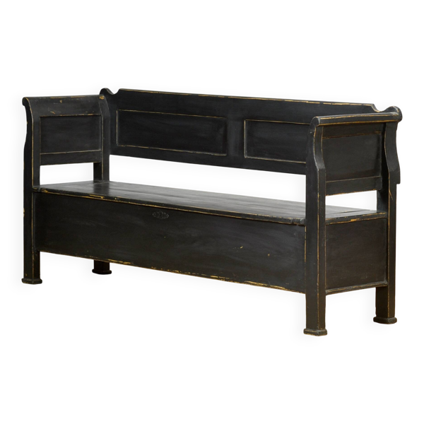Banc en pin ancien à plateau rabattable, années 1900